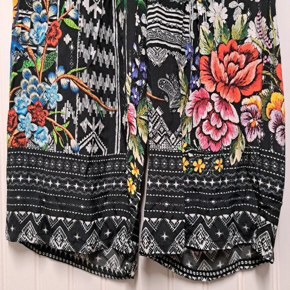 NWT Shana Wide Leg Capri Pants Womens Small Black Tropical Silky Pull On Resort - Picture 7 of 16